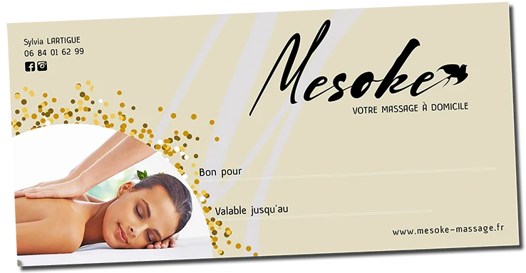 carte cadeau Mesoke massage domicile la reole marmande langon